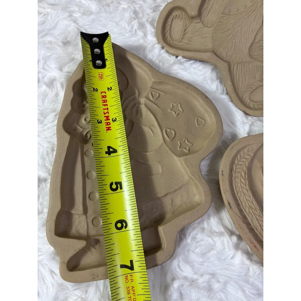Vintage Brown Bag Cookie Mold  1980's Stoneware Santa Bear Cat Set Hill Design